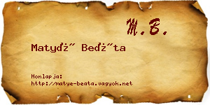 Matyé Beáta névjegykártya